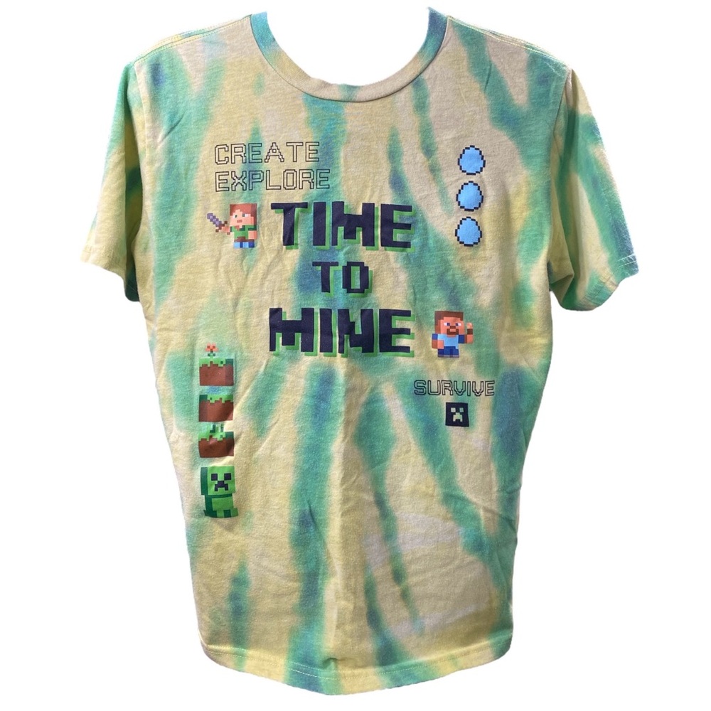 MAD ENGINE Youth XL (14/16) Yellow Green Short Sleeve Minecraft T-Shirt